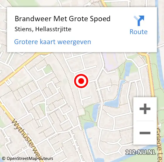 Locatie op kaart van de 112 melding: Brandweer Met Grote Spoed Naar Stiens, Hellasstrjitte op 1 januari 2014 01:24