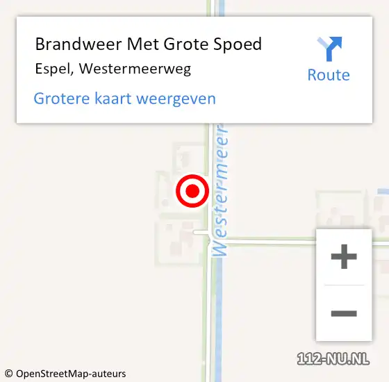 Locatie op kaart van de 112 melding: Brandweer Met Grote Spoed Naar Espel, Westermeerweg op 7 november 2016 20:35