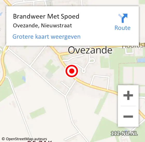 Locatie op kaart van de 112 melding: Brandweer Met Spoed Naar Ovezande, Nieuwstraat op 7 november 2016 20:43