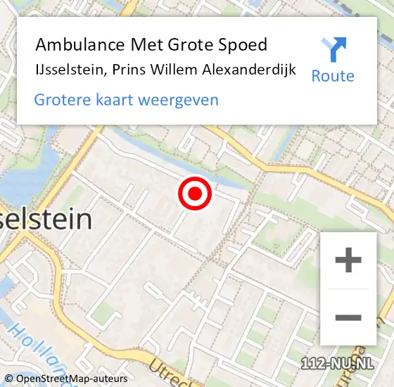 Locatie op kaart van de 112 melding: Ambulance Met Grote Spoed Naar IJsselstein, Prins Willem Alexanderdijk op 7 november 2016 20:53