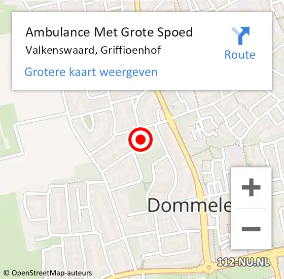 Locatie op kaart van de 112 melding: Ambulance Met Grote Spoed Naar Valkenswaard, Griffioenhof op 7 november 2016 21:53