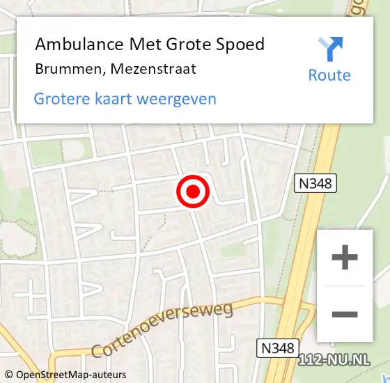 Locatie op kaart van de 112 melding: Ambulance Met Grote Spoed Naar Brummen, Mezenstraat op 7 november 2016 22:30