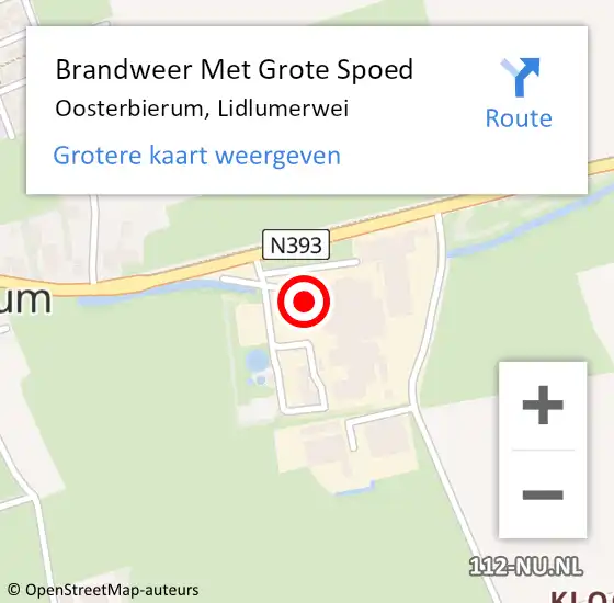 Locatie op kaart van de 112 melding: Brandweer Met Grote Spoed Naar Oosterbierum, Lidlumerwei op 7 november 2016 23:06