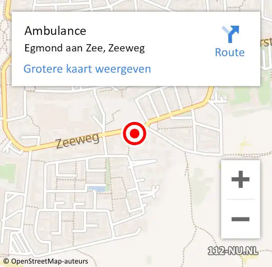 Locatie op kaart van de 112 melding: Ambulance Egmond aan Zee, Zeeweg op 7 november 2016 23:08