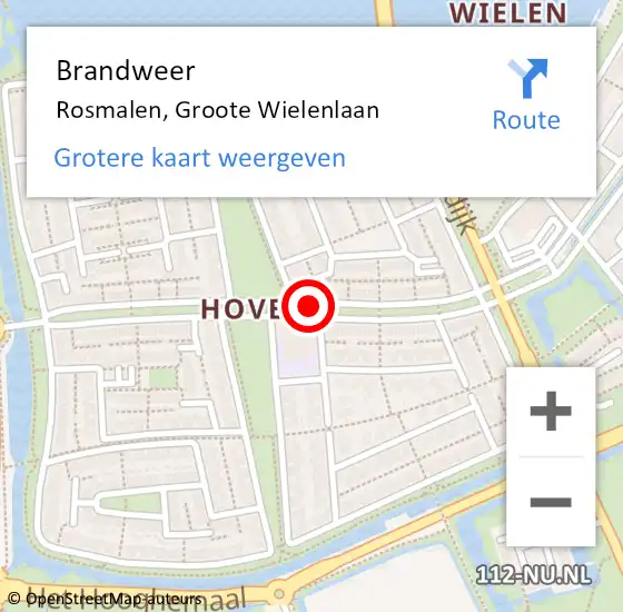 Locatie op kaart van de 112 melding: Brandweer Rosmalen, Groote Wielenlaan op 1 januari 2014 01:29