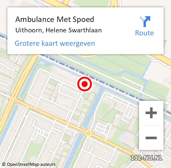 Locatie op kaart van de 112 melding: Ambulance Met Spoed Naar Uithoorn, Helene Swarthlaan op 8 november 2016 00:09