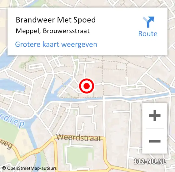 Locatie op kaart van de 112 melding: Brandweer Met Spoed Naar Meppel, Brouwersstraat op 1 januari 2014 01:30