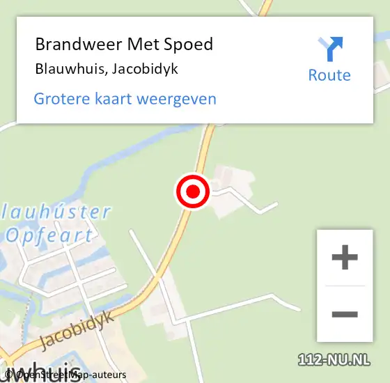 Locatie op kaart van de 112 melding: Brandweer Met Spoed Naar Blauwhuis, Jacobidyk op 1 januari 2014 01:30