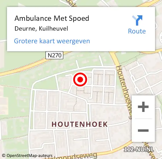 Locatie op kaart van de 112 melding: Ambulance Met Spoed Naar Deurne, Kuilheuvel op 8 november 2016 01:47