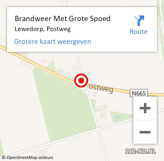 Locatie op kaart van de 112 melding: Brandweer Met Grote Spoed Naar Lewedorp, Postweg op 8 november 2016 06:47