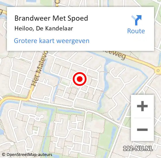 Locatie op kaart van de 112 melding: Brandweer Met Spoed Naar Heiloo, De Kandelaar op 8 november 2016 07:11