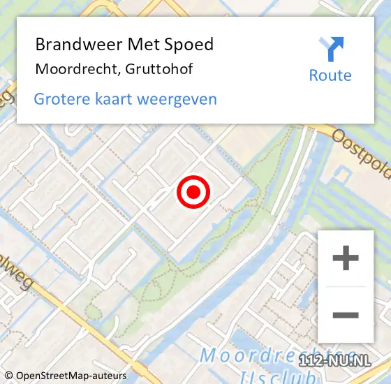 Locatie op kaart van de 112 melding: Brandweer Met Spoed Naar Moordrecht, Gruttohof op 1 januari 2014 01:34