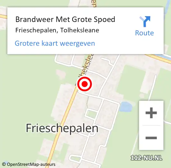 Locatie op kaart van de 112 melding: Brandweer Met Grote Spoed Naar Frieschepalen, Tolheksleane op 1 januari 2014 01:34