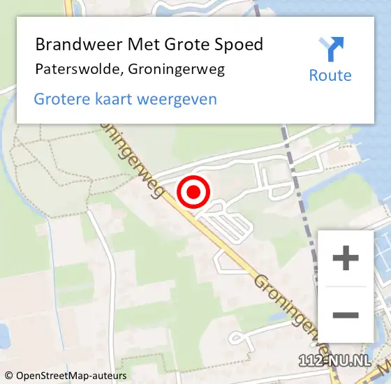 Locatie op kaart van de 112 melding: Brandweer Met Grote Spoed Naar Paterswolde, Groningerweg op 8 november 2016 09:34