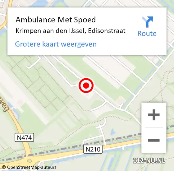 Locatie op kaart van de 112 melding: Ambulance Met Spoed Naar Krimpen aan den IJssel, Edisonstraat op 8 november 2016 10:37