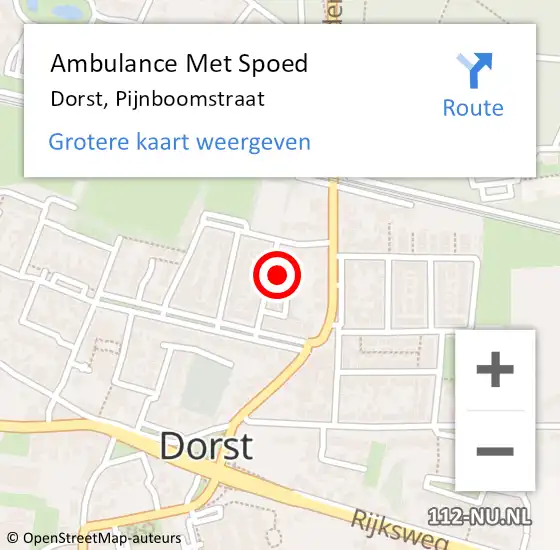 Locatie op kaart van de 112 melding: Ambulance Met Spoed Naar Dorst, Pijnboomstraat op 8 november 2016 11:09