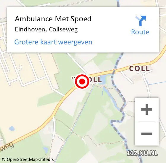 Locatie op kaart van de 112 melding: Ambulance Met Spoed Naar Eindhoven, Collseweg op 8 november 2016 11:23