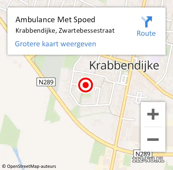 Locatie op kaart van de 112 melding: Ambulance Met Spoed Naar Krabbendijke, Zwartebessestraat op 8 november 2016 11:40