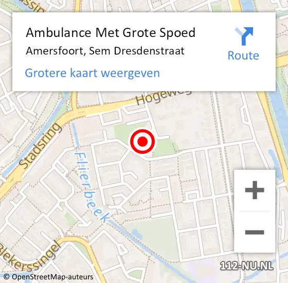 Locatie op kaart van de 112 melding: Ambulance Met Grote Spoed Naar Amersfoort, Sem Dresdenstraat op 8 november 2016 11:42