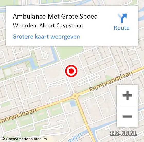 Locatie op kaart van de 112 melding: Ambulance Met Grote Spoed Naar Woerden, Albert Cuypstraat op 8 november 2016 11:45