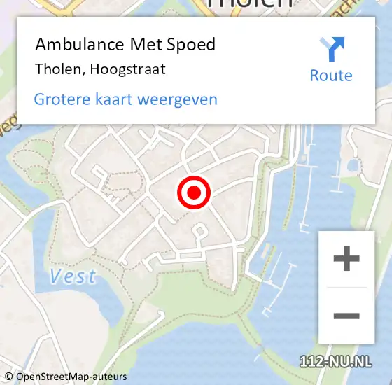 Locatie op kaart van de 112 melding: Ambulance Met Spoed Naar Tholen, Hoogstraat op 8 november 2016 12:04