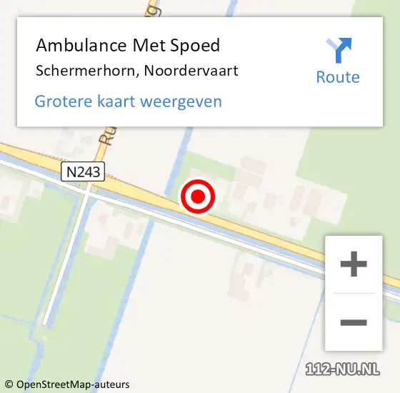 Locatie op kaart van de 112 melding: Ambulance Met Spoed Naar Schermerhorn, Noordervaart op 8 november 2016 12:33