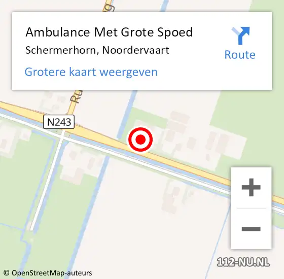 Locatie op kaart van de 112 melding: Ambulance Met Grote Spoed Naar Schermerhorn, Noordervaart op 8 november 2016 12:36