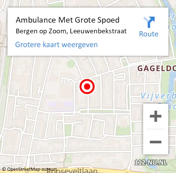 Locatie op kaart van de 112 melding: Ambulance Met Grote Spoed Naar Bergen op Zoom, Leeuwenbekstraat op 8 november 2016 13:21