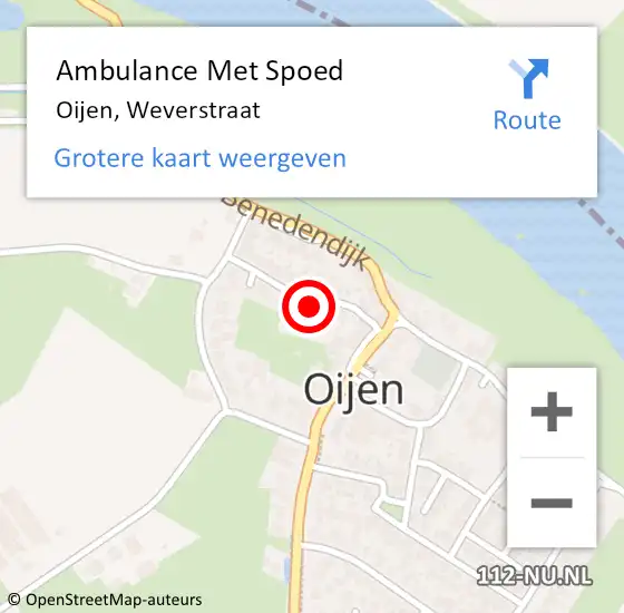 Locatie op kaart van de 112 melding: Ambulance Met Spoed Naar Oijen, Weverstraat op 8 november 2016 13:54