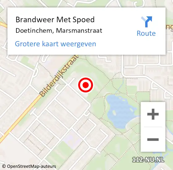 Locatie op kaart van de 112 melding: Brandweer Met Spoed Naar Doetinchem, Marsmanstraat op 8 november 2016 14:32