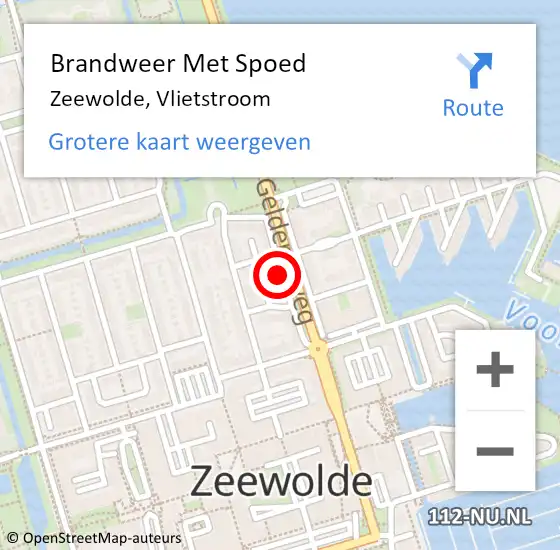 Locatie op kaart van de 112 melding: Brandweer Met Spoed Naar Zeewolde, Vlietstroom op 8 november 2016 14:57