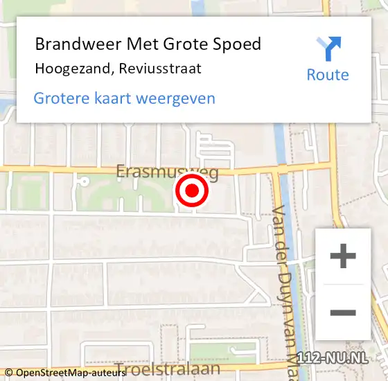 Locatie op kaart van de 112 melding: Brandweer Met Grote Spoed Naar Hoogezand, Reviusstraat op 8 november 2016 15:34