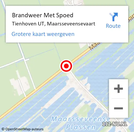 Locatie op kaart van de 112 melding: Brandweer Met Spoed Naar Tienhoven UT, Maarsseveensevaart op 8 november 2016 15:40