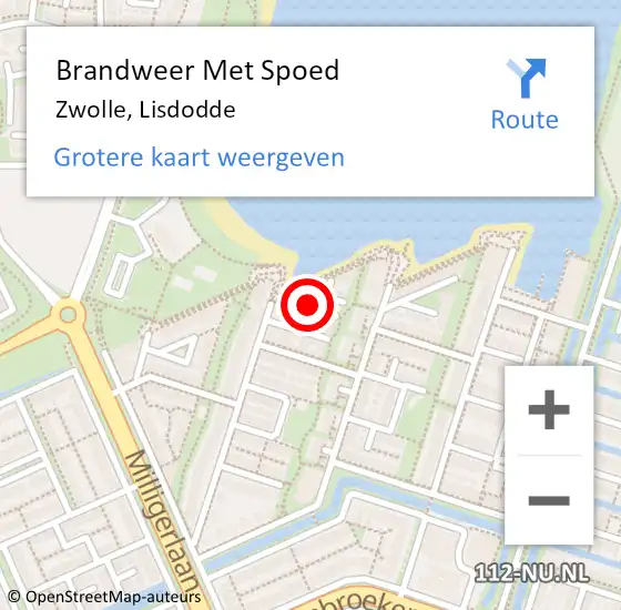 Locatie op kaart van de 112 melding: Brandweer Met Spoed Naar Zwolle, Lisdodde op 1 januari 2014 01:57