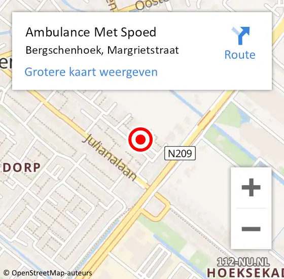 Locatie op kaart van de 112 melding: Ambulance Met Spoed Naar Bergschenhoek, Margrietstraat op 8 november 2016 15:54