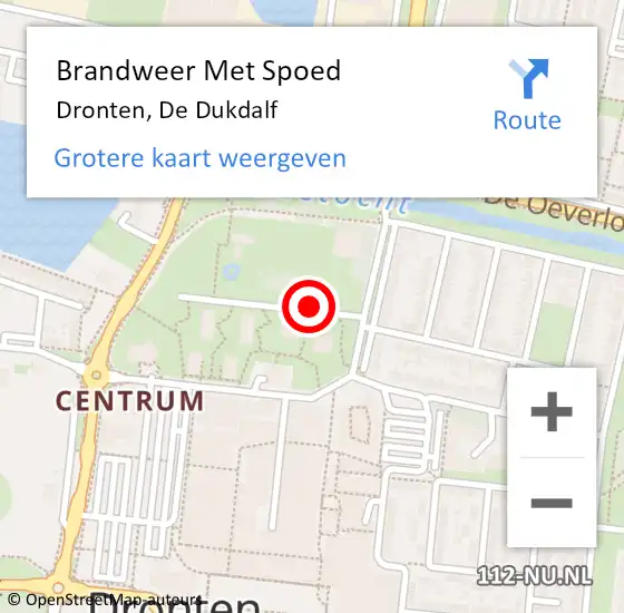 Locatie op kaart van de 112 melding: Brandweer Met Spoed Naar Dronten, De Dukdalf op 8 november 2016 16:02