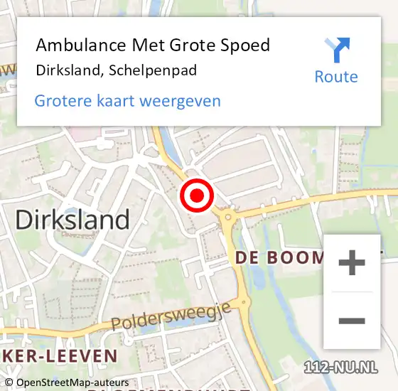 Locatie op kaart van de 112 melding: Ambulance Met Grote Spoed Naar Dirksland, Schelpenpad op 1 januari 2014 01:58