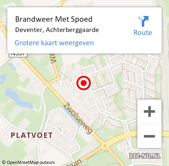 Locatie op kaart van de 112 melding: Brandweer Met Spoed Naar Deventer, Achterberggaarde op 8 november 2016 17:00
