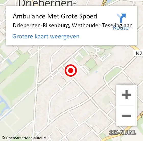 Locatie op kaart van de 112 melding: Ambulance Met Grote Spoed Naar Driebergen-Rijsenburg, Wethouder Teselinglaan op 8 november 2016 17:59