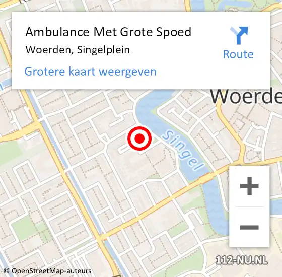 Locatie op kaart van de 112 melding: Ambulance Met Grote Spoed Naar Woerden, Singelplein op 8 november 2016 18:01