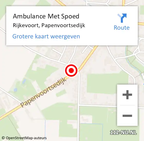 Locatie op kaart van de 112 melding: Ambulance Met Spoed Naar Rijkevoort, Papenvoortsedijk op 8 november 2016 18:10