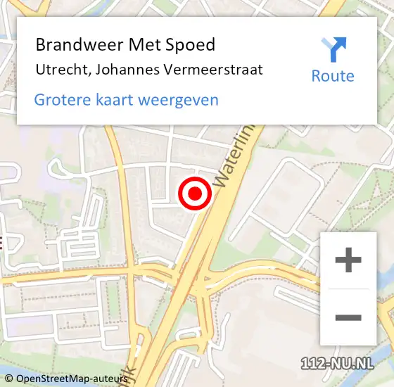 Locatie op kaart van de 112 melding: Brandweer Met Spoed Naar Utrecht, Johannes Vermeerstraat op 8 november 2016 18:35