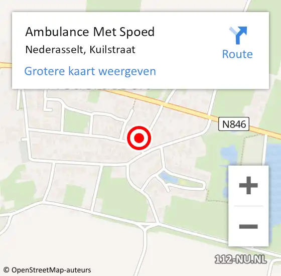 Locatie op kaart van de 112 melding: Ambulance Met Spoed Naar Nederasselt, Kuilstraat op 8 november 2016 18:46