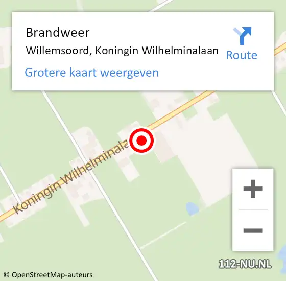 Locatie op kaart van de 112 melding: Brandweer Willemsoord, Koningin Wilhelminalaan op 8 november 2016 18:56