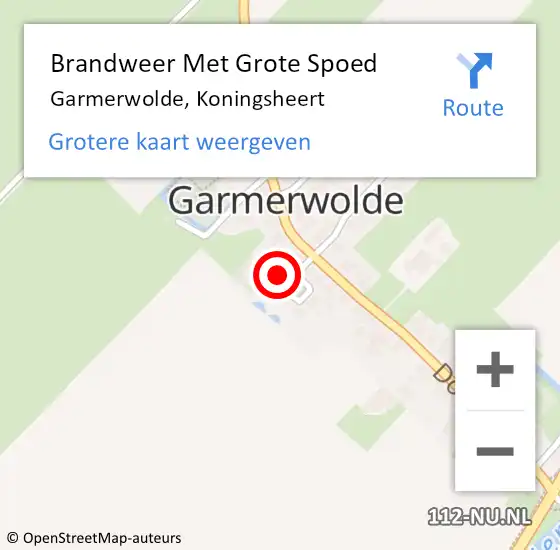 Locatie op kaart van de 112 melding: Brandweer Met Grote Spoed Naar Garmerwolde, Koningsheert op 8 november 2016 19:40