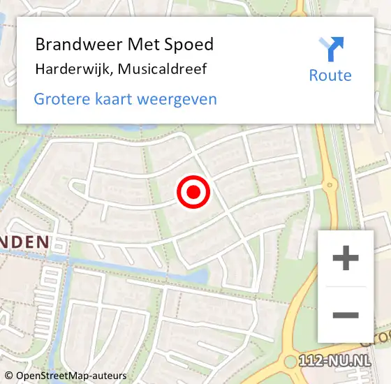 Locatie op kaart van de 112 melding: Brandweer Met Spoed Naar Harderwijk, Musicaldreef op 1 januari 2014 02:07