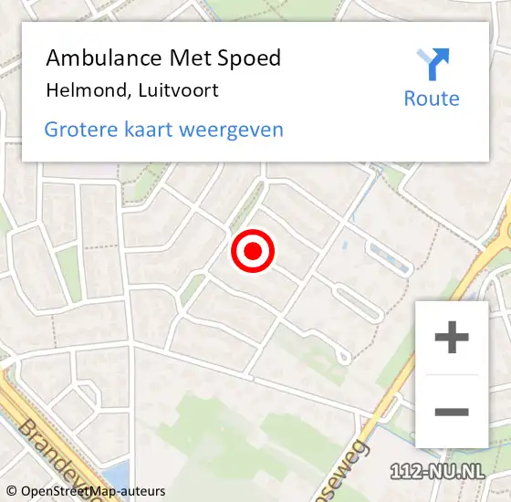 Locatie op kaart van de 112 melding: Ambulance Met Spoed Naar Helmond, Luitvoort op 8 november 2016 20:20