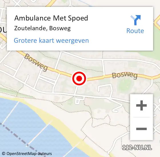 Locatie op kaart van de 112 melding: Ambulance Met Spoed Naar Zoutelande, Bosweg op 8 november 2016 20:45