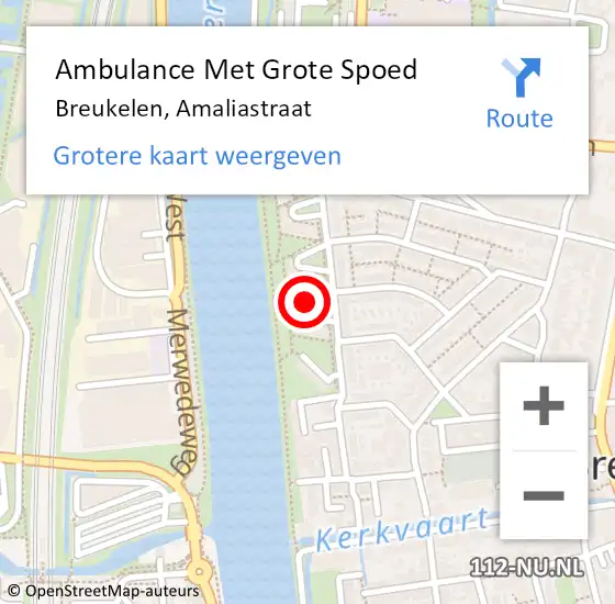 Locatie op kaart van de 112 melding: Ambulance Met Grote Spoed Naar Breukelen, Amaliastraat op 8 november 2016 21:31