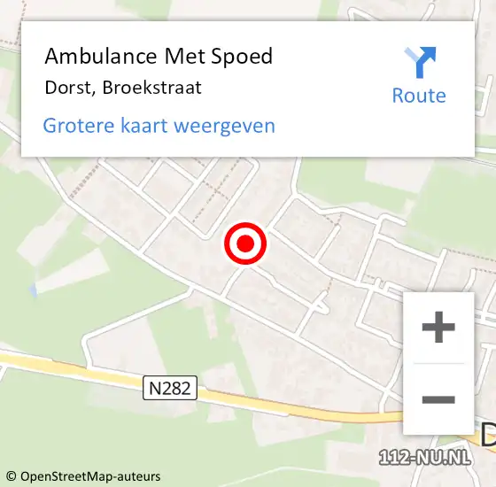 Locatie op kaart van de 112 melding: Ambulance Met Spoed Naar Dorst, Broekstraat op 8 november 2016 21:33
